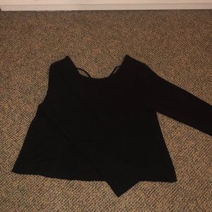 Black cropped criss cross shirt